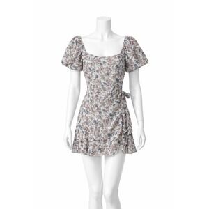 Trixxi Floral Puff Sleeve Wrap Mini Dress Women's Small